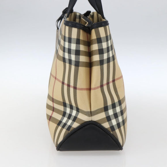 BURBERRY Nova Check Hand Bag PVC Beige Auth BA10104