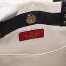 VALENTINO Tote Bag Canvas 2way Beige Gold Auth BA10106-11