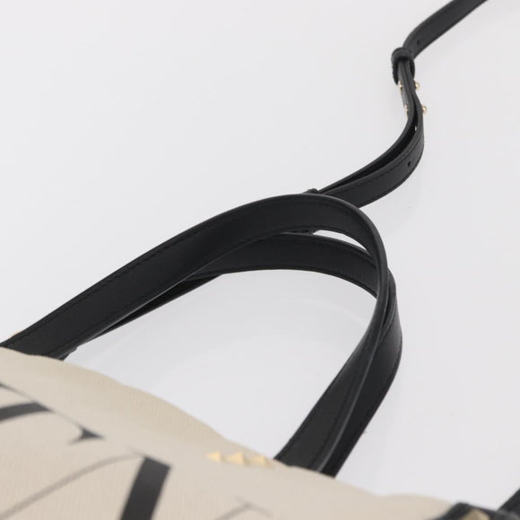 VALENTINO Tote Bag Canvas 2way Beige Gold Auth BA10106