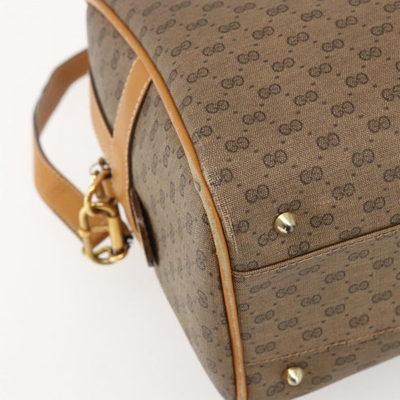 GUCCI Micro GG Supreme Hand Bag PVC Leather 2way Beige Gold Auth BA10107