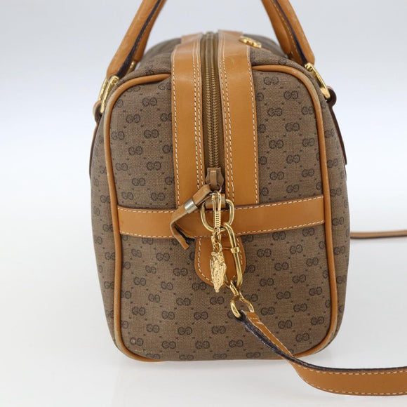 GUCCI Micro GG Supreme Hand Bag PVC Leather 2way Beige Gold Auth BA10107
