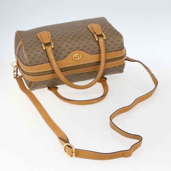GUCCI Micro GG Supreme Hand Bag PVC Leather 2way Beige Gold Auth BA10107