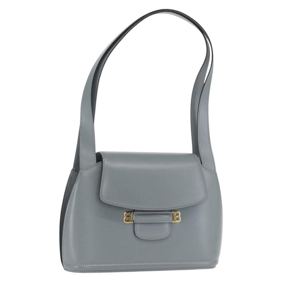 BALLY Tote Bag Leather Gray Gold Auth BA10108
