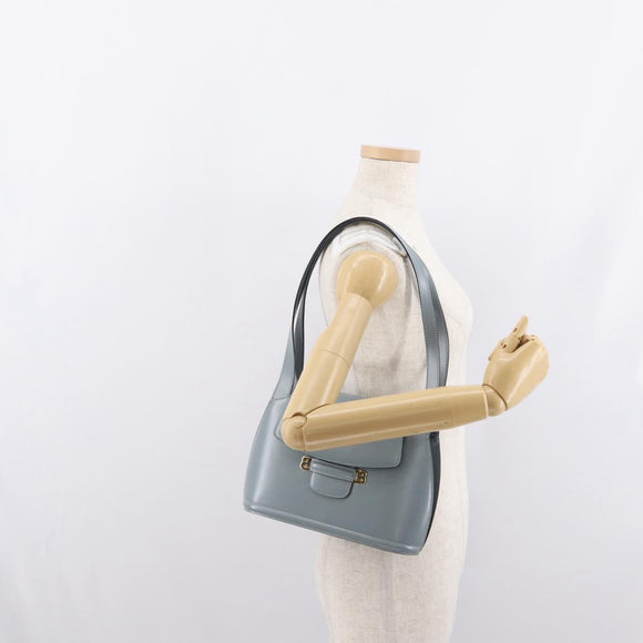 BALLY Tote Bag Leather Gray Gold Auth BA10108