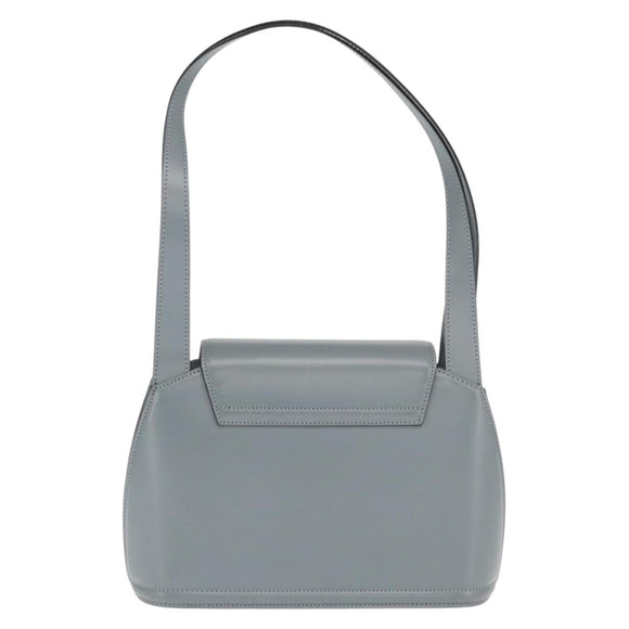 BALLY Tote Bag Leather Gray Gold Auth BA10108