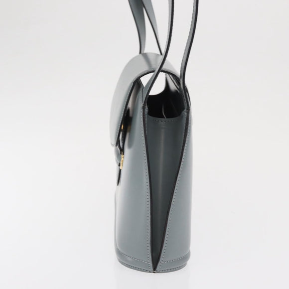 BALLY Tote Bag Leather Gray Gold Auth BA10108