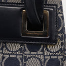 Salvatore Ferragamo Gancini Shoulder Bag Canvas Navy Gold Auth BA10109-10