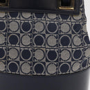 Salvatore Ferragamo Gancini Shoulder Bag Canvas Navy Gold Auth BA10109-3
