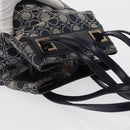 Salvatore Ferragamo Gancini Shoulder Bag Canvas Navy Gold Auth BA10109-7