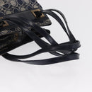 Salvatore Ferragamo Gancini Shoulder Bag Canvas Navy Gold Auth BA10109-8