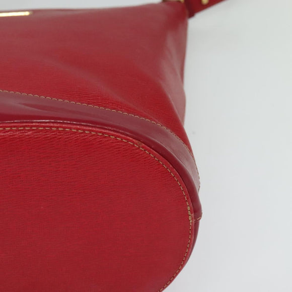 Burberrys Shoulder Bag Leather Red Gold Auth BA1011