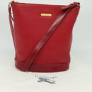 Burberrys Shoulder Bag Leather Red Gold Auth BA1011-20