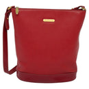 Burberrys Shoulder Bag Leather Red Gold Auth BA1011-13