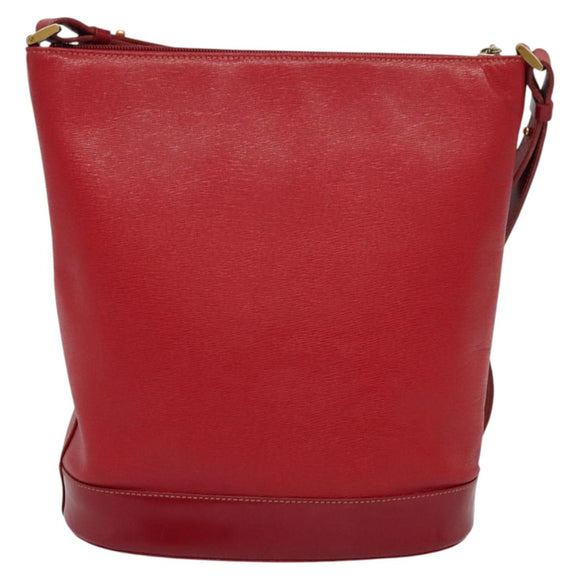 Burberrys Shoulder Bag Leather Red Gold Auth BA1011