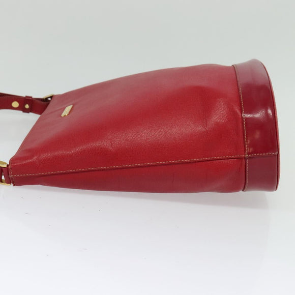 Burberrys Shoulder Bag Leather Red Gold Auth BA1011