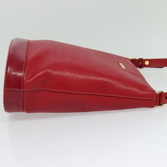 Burberrys Shoulder Bag Leather Red Gold Auth BA1011