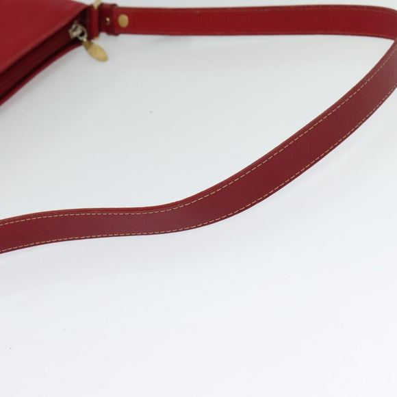 Burberrys Shoulder Bag Leather Red Gold Auth BA1011