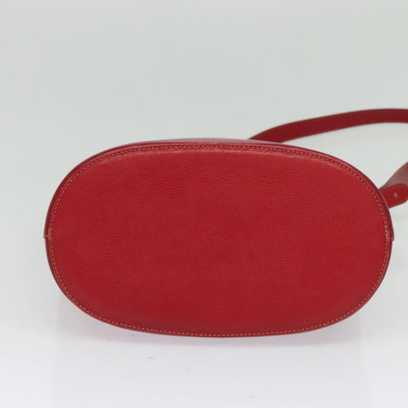 Burberrys Shoulder Bag Leather Red Gold Auth BA1011