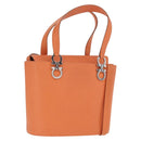 Salvatore Ferragamo Gancini Hand Bag Leather 2way Orange Silver Auth BA10110-1
