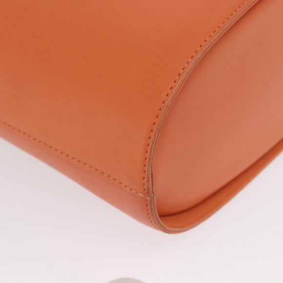 Salvatore Ferragamo Gancini Hand Bag Leather 2way Orange Silver Auth BA10110