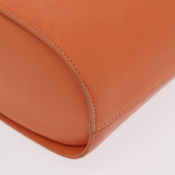 Salvatore Ferragamo Gancini Hand Bag Leather 2way Orange Silver Auth BA10110