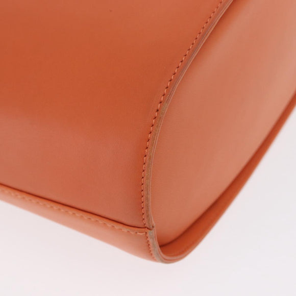Salvatore Ferragamo Gancini Hand Bag Leather 2way Orange Silver Auth BA10110