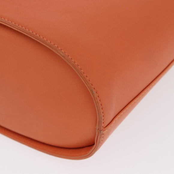 Salvatore Ferragamo Gancini Hand Bag Leather 2way Orange Silver Auth BA10110