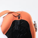 Salvatore Ferragamo Gancini Hand Bag Leather 2way Orange Silver Auth BA10110-19