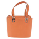 Salvatore Ferragamo Gancini Hand Bag Leather 2way Orange Silver Auth BA10110-13