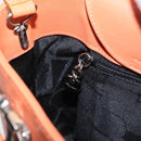 Salvatore Ferragamo Gancini Hand Bag Leather 2way Orange Silver Auth BA10110-21