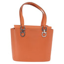 Salvatore Ferragamo Gancini Hand Bag Leather 2way Orange Silver Auth BA10110-2