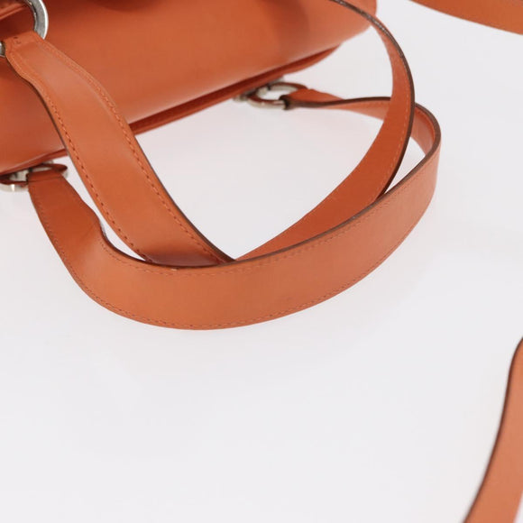 Salvatore Ferragamo Gancini Hand Bag Leather 2way Orange Silver Auth BA10110