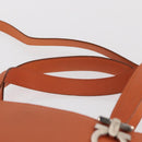 Salvatore Ferragamo Gancini Hand Bag Leather 2way Orange Silver Auth BA10110-14