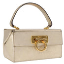 Salvatore Ferragamo Gancini Hand Bag Leather Gold Auth BA10111-1