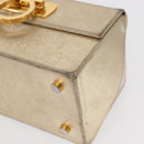 Salvatore Ferragamo Gancini Hand Bag Leather Gold Auth BA10111-14