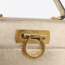 Salvatore Ferragamo Gancini Hand Bag Leather Gold Auth BA10111-17