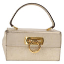 Salvatore Ferragamo Gancini Hand Bag Leather Gold Auth BA10111-13