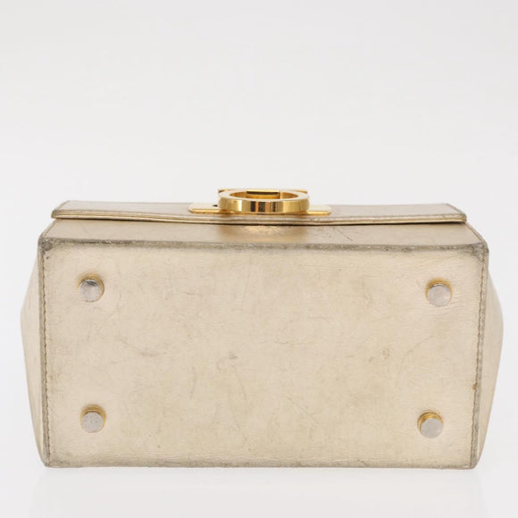 Salvatore Ferragamo Gancini Hand Bag Leather Gold Auth BA10111