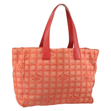 CHANEL New Travel line Tote Bag Nylon Silver Orange CC Auth BA10113