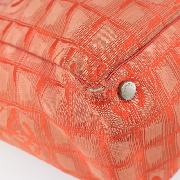 CHANEL New Travel line Tote Bag Nylon Silver Orange CC Auth BA10113