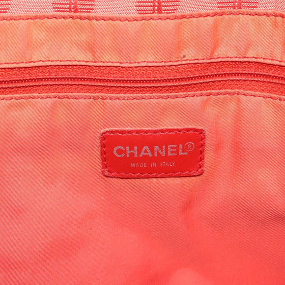CHANEL New Travel line Tote Bag Nylon Silver Orange CC Auth BA10113