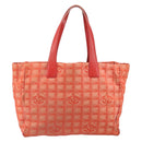 CHANEL New Travel line Tote Bag Nylon Silver Orange CC Auth BA10113-13