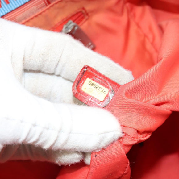 CHANEL New Travel line Tote Bag Nylon Silver Orange CC Auth BA10113