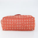 CHANEL New Travel line Tote Bag Nylon Silver Orange CC Auth BA10113-5