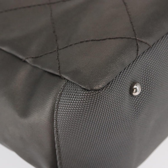 CHANEL Paris Biarritz GM Tote Bag Nylon Silver CC Auth BA10114