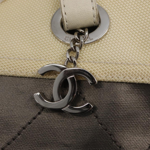 CHANEL Paris Biarritz GM Tote Bag Nylon Silver CC Auth BA10114