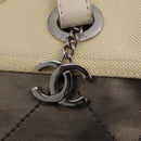 CHANEL Paris Biarritz GM Tote Bag Nylon Silver CC Auth BA10114-17