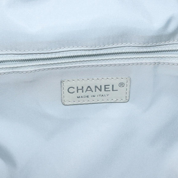 CHANEL Paris Biarritz GM Tote Bag Nylon Silver CC Auth BA10114