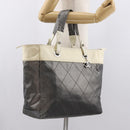 CHANEL Paris Biarritz GM Tote Bag Nylon Silver CC Auth BA10114-23