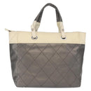 CHANEL Paris Biarritz GM Tote Bag Nylon Silver CC Auth BA10114-2